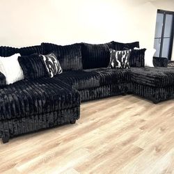 Black Fabric Sectional 