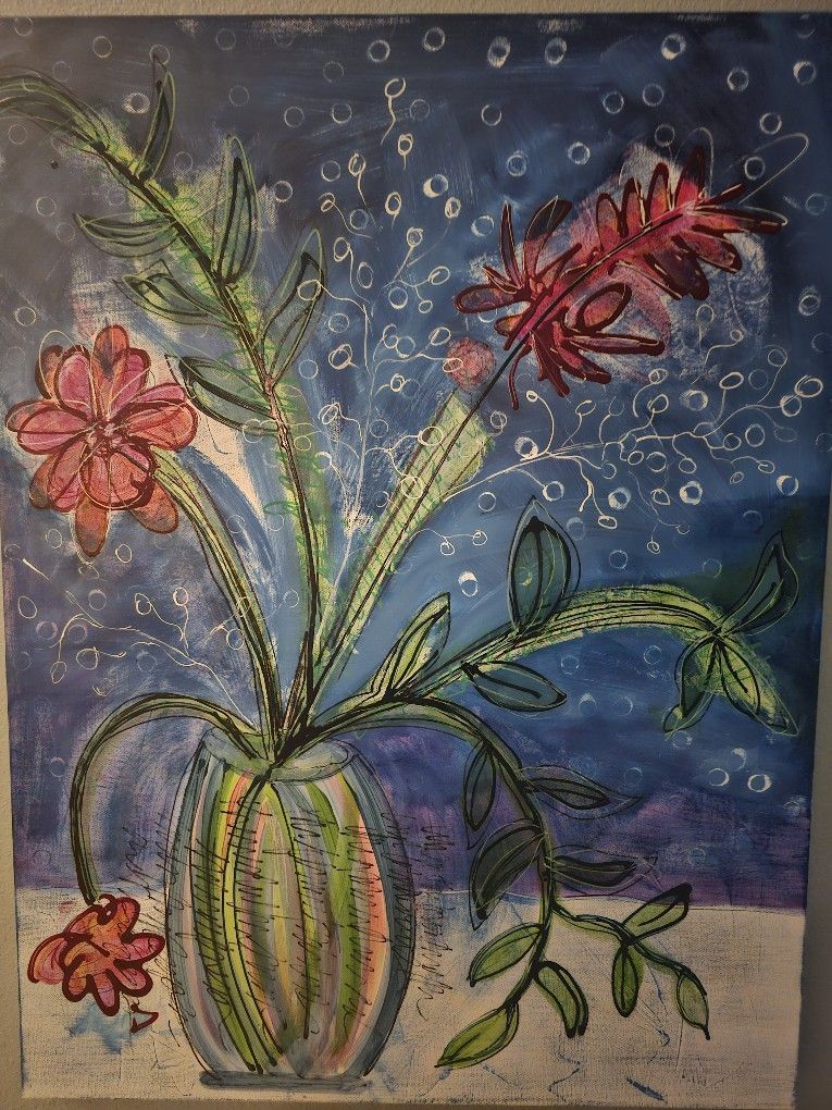 Original Abstract Floral Painting – Dallas Artist Family