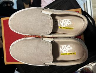 Beige slip on vans