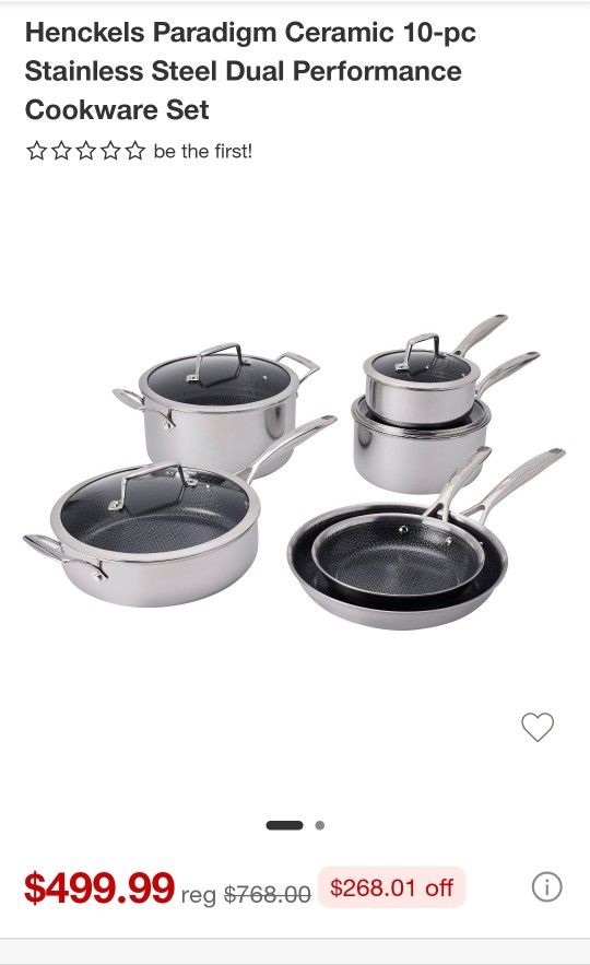 Henckels 8pc Set Stainless Steel 18/10 Pots And Pans