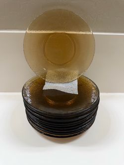 MCM Amber Glass Salad Plates - set of 12