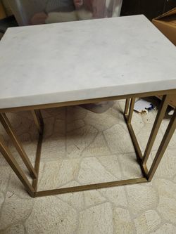 White Marble End Table