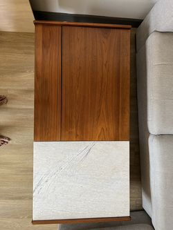 West Elm Walnut + Marble Coffee Table
