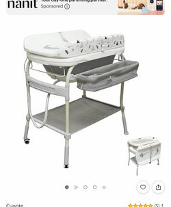 2 in 1 Baby Bathtub with Changing Table, Cuoote Waterproof Diaper Changing Station Portable Changing Table