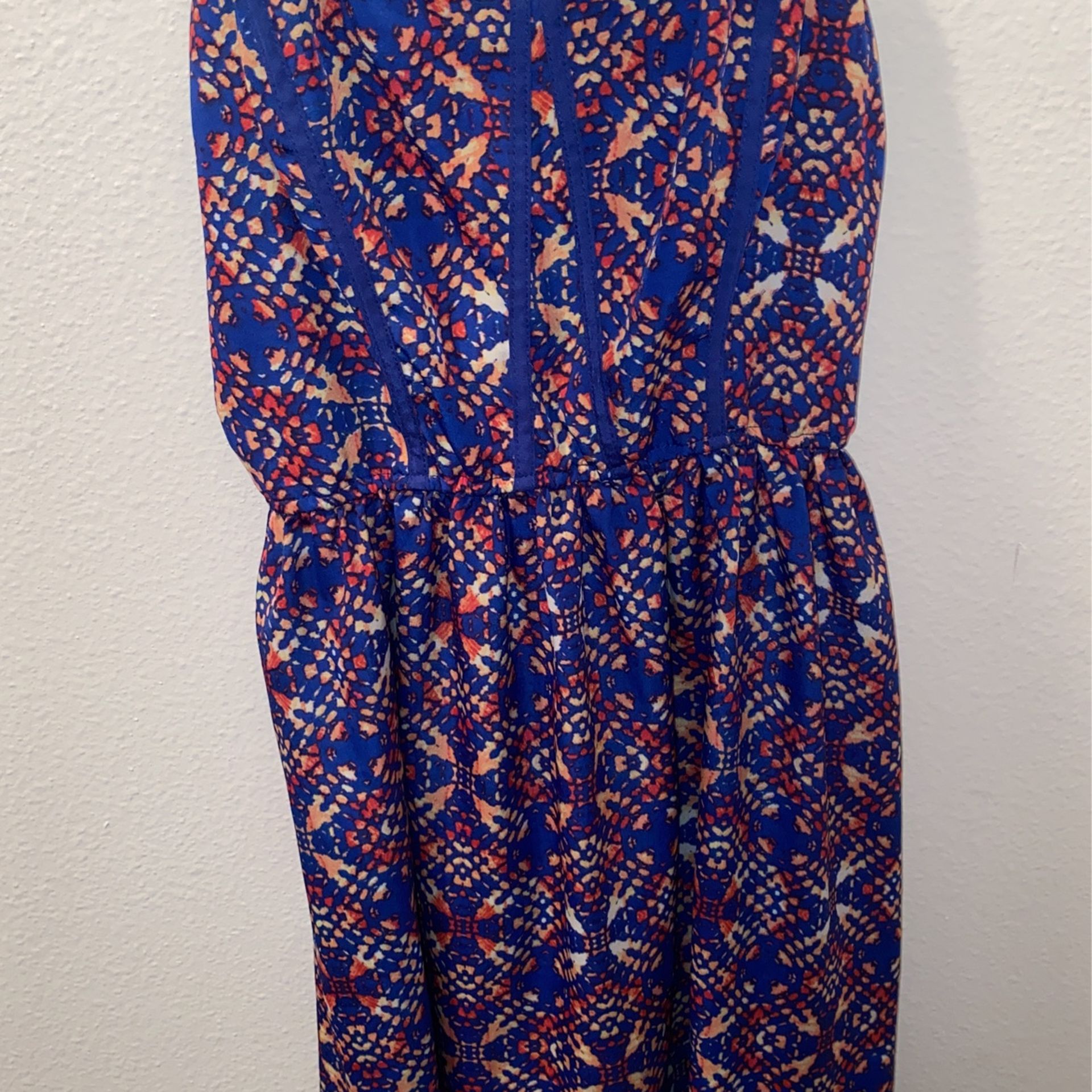 Blue Purple Floral Summer Dress