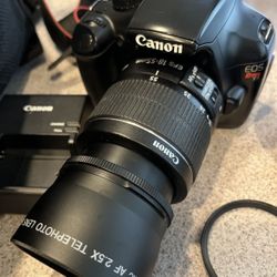 Canon Camera 3 Lenses 2 Batteries 