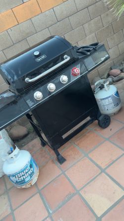 Title  Dyna-Glo 3-Burner Propane Gas Grill + 2 Propane Tanks Included