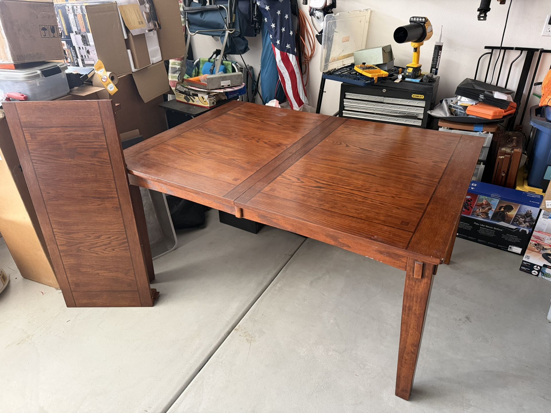 Dining Table Set With Expansion Leaf And 4 Chairs