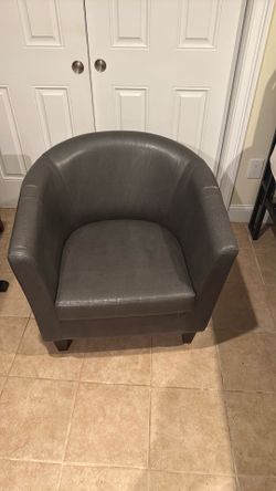 Decorative gray fake leather chair