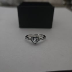 Size 7.5 Pandora Sterling Silver heart ring 56mm