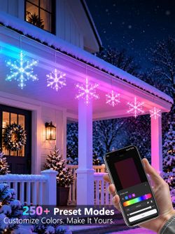 Smart RGB Snowflake Icicle Christmas Lights Outdoor WiFi LED Color Changing