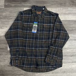 Men’s Orvis Flannel Blue Brown Size Large