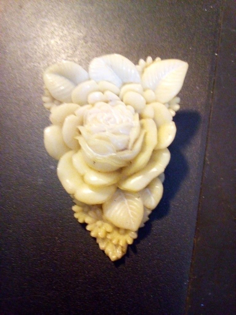 Vintage Ivory Rose Brooch