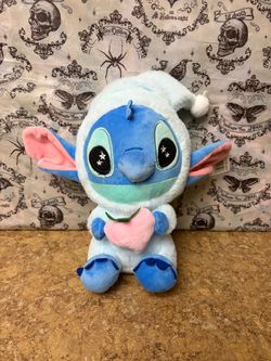 Disney Stitch Plush Toy with Pink Heart and Pajamas