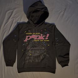 (New Sp5der Pink Hoodie ‘Black’ Original Puff Print)