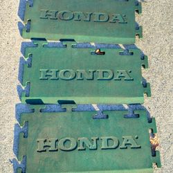 Vintage Honda dealer drive over rubber mats, interlocking, green, x3, 24x12"