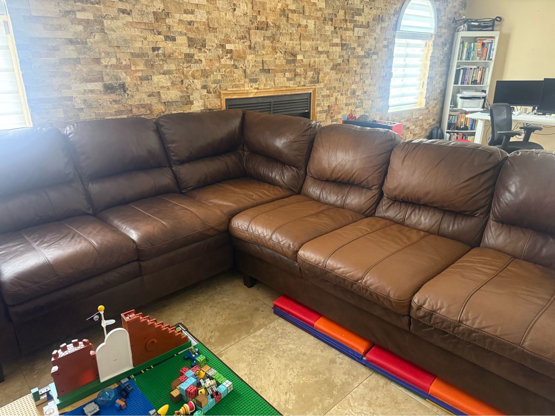 American Leather sofa L-shape design