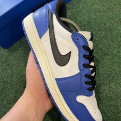 Air Jordan 1 Retro Low OG White/Black/Game Royal/Sail Size 11