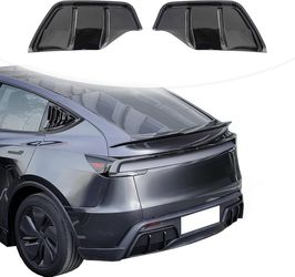 Rear Bumper Diffuser Lip Compatible with Tesla Model Y Juniper 2025-2026, Glossy Black PP Material, Shark Fin Design, Adhesive Punch-Free Installation