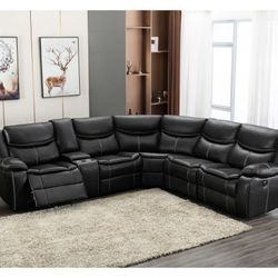 Brand New Modular Leather Reclining Sectional Sofa 