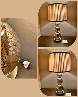 2 Silver Toned Stained Glass Lamps