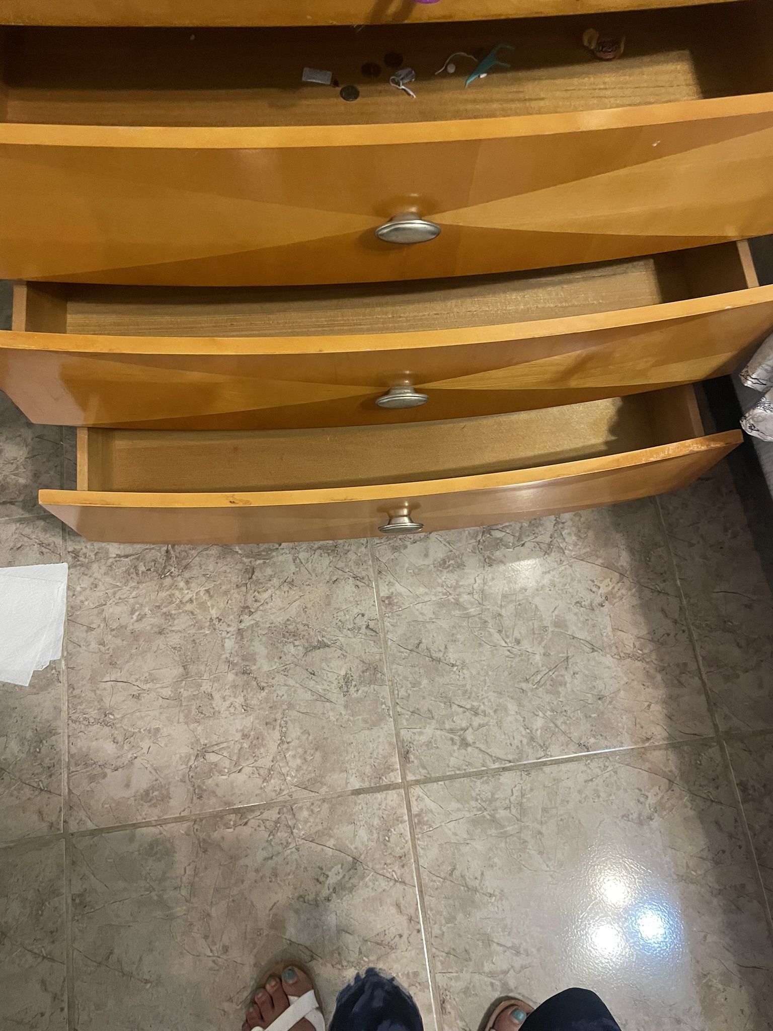 Two night tables, dresser and mirror 
