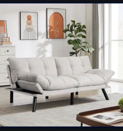 67” Velvet Futon Sofa Bed Convertible Small Upholstered Couch 2-Seat Loveseat