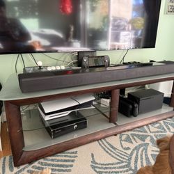 Dark Brown Hard Wood & Glass TV Stand