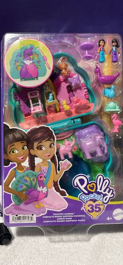 🦚✨ NEW Polly Pocket Peacock Garden Compact 🐘🌸 35th Anniversary Mattel Playset!