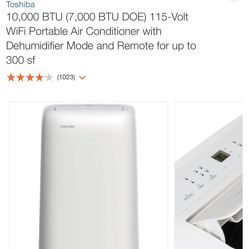 Toshiba WiFi Air conditioner Portable Dehumidifier 