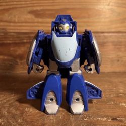 Blue Transforming Robot Action Figure Toy