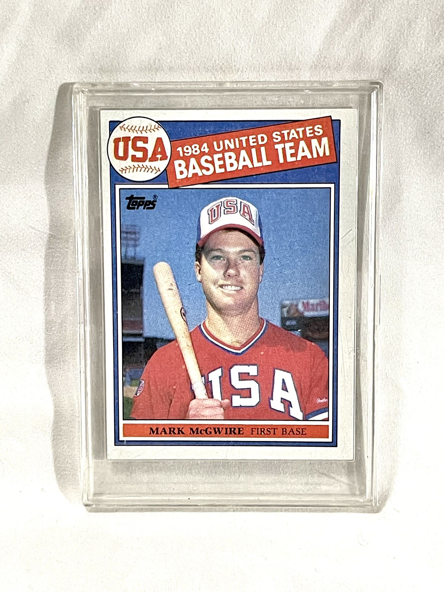 Great Condition, 1985 Mark Mcguire Usa, Baseball Team Member Trading Card.