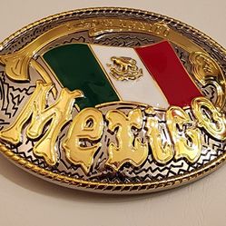 Belt Buckle Oversize Mexican Flag Cowboy Hebilla Bandera Mexico