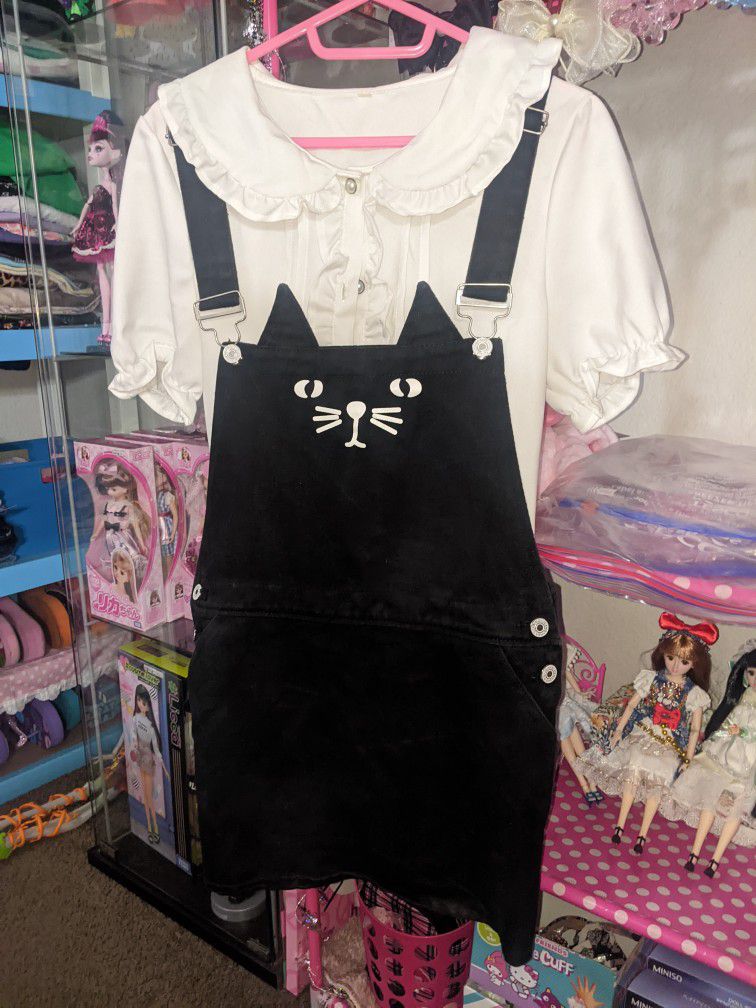 Kawaii Cat Overalls  Dress