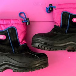 Girls Totes Marsha Jean Snow Boots Black And Pink Waterproof Size 12