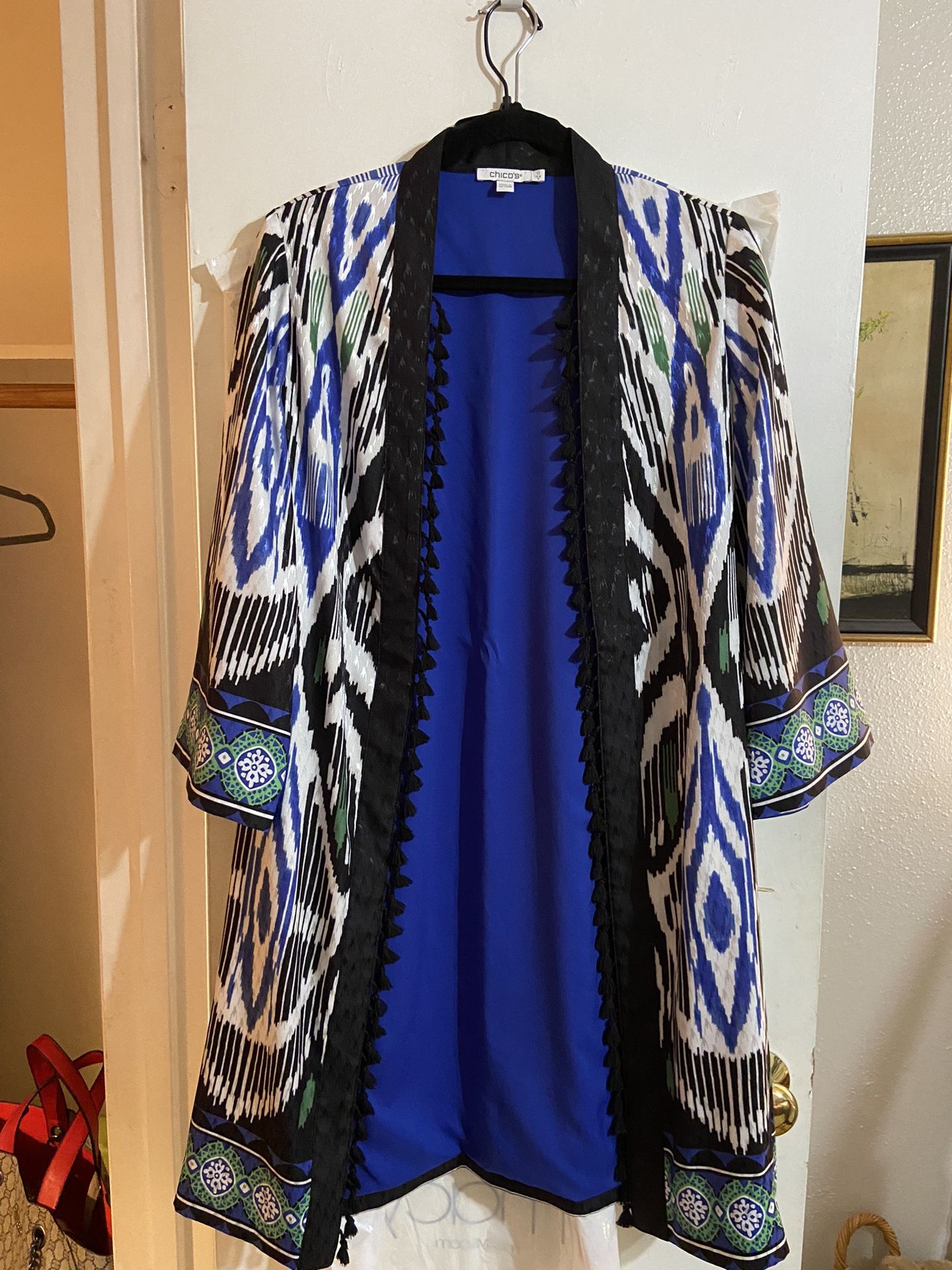 Chicos Printed Duster/Kimono Size 0 Equivalent To 4/6