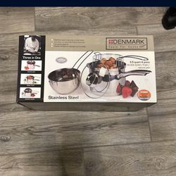 Denmark Stainless Steel 3.5 Quart Four Piece Double Broiler/Fryer/Sauce pan