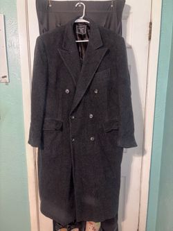Vintage Christian Dior Monsieur Charcoal Grey Wool Double-Breasted Overcoat
