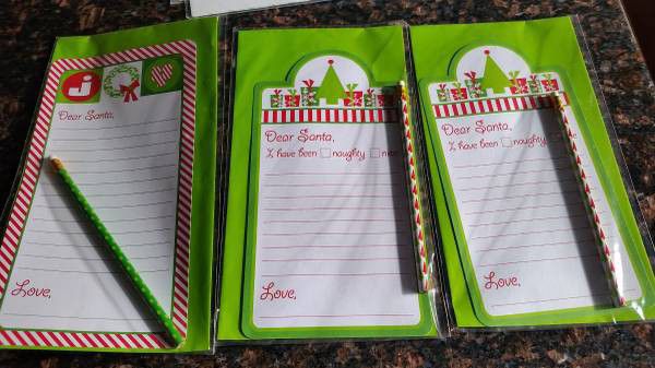 Set of 3 New Letters to Santa with Pencils