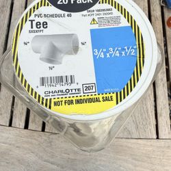 🔩 PVC Schedule 40 Tee Fittings (13 Pieces – ¾" x ¾" x ½") by Charlotte Pipe