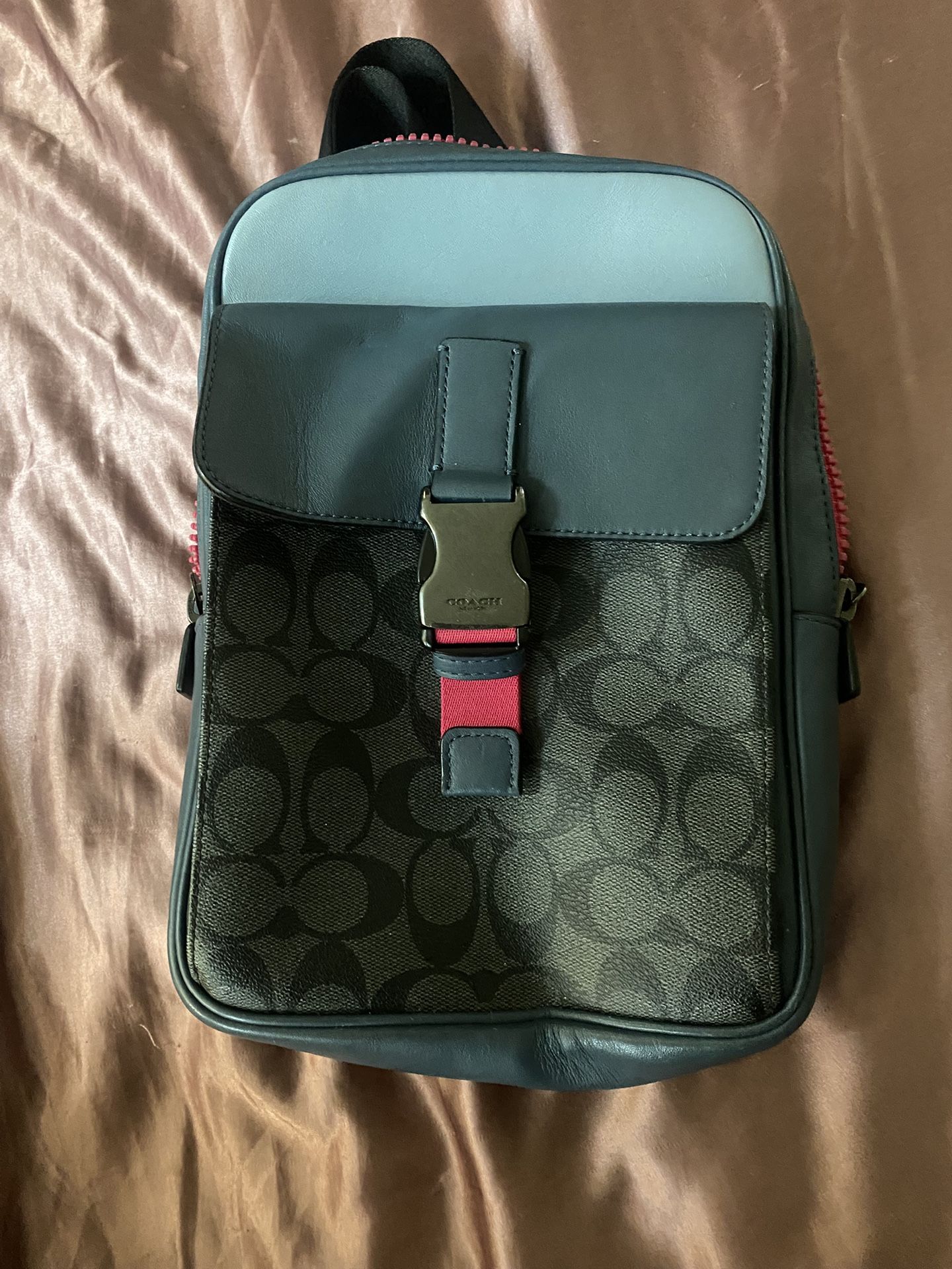 Blue and pink coach cross body bag