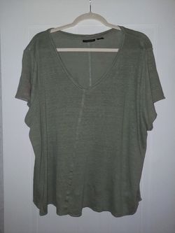 Womens Tahari Linen Green Shirt 3X 