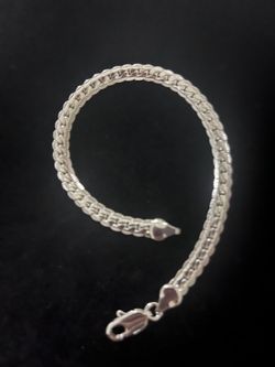 Beautiful 8 Inch 925 Sterling Silver Overlay Herringbone Bracelet For You Or Someone Special
