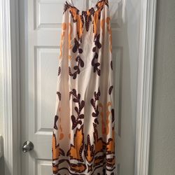 Never Worn Orange, White Sleeveless Sundress