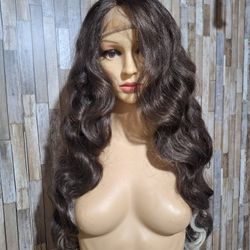 Human Hair Blend Lace Front Wig 