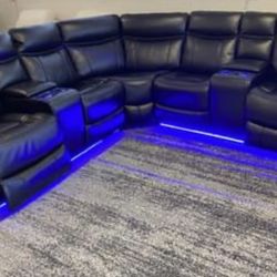 New leather Power Sectional