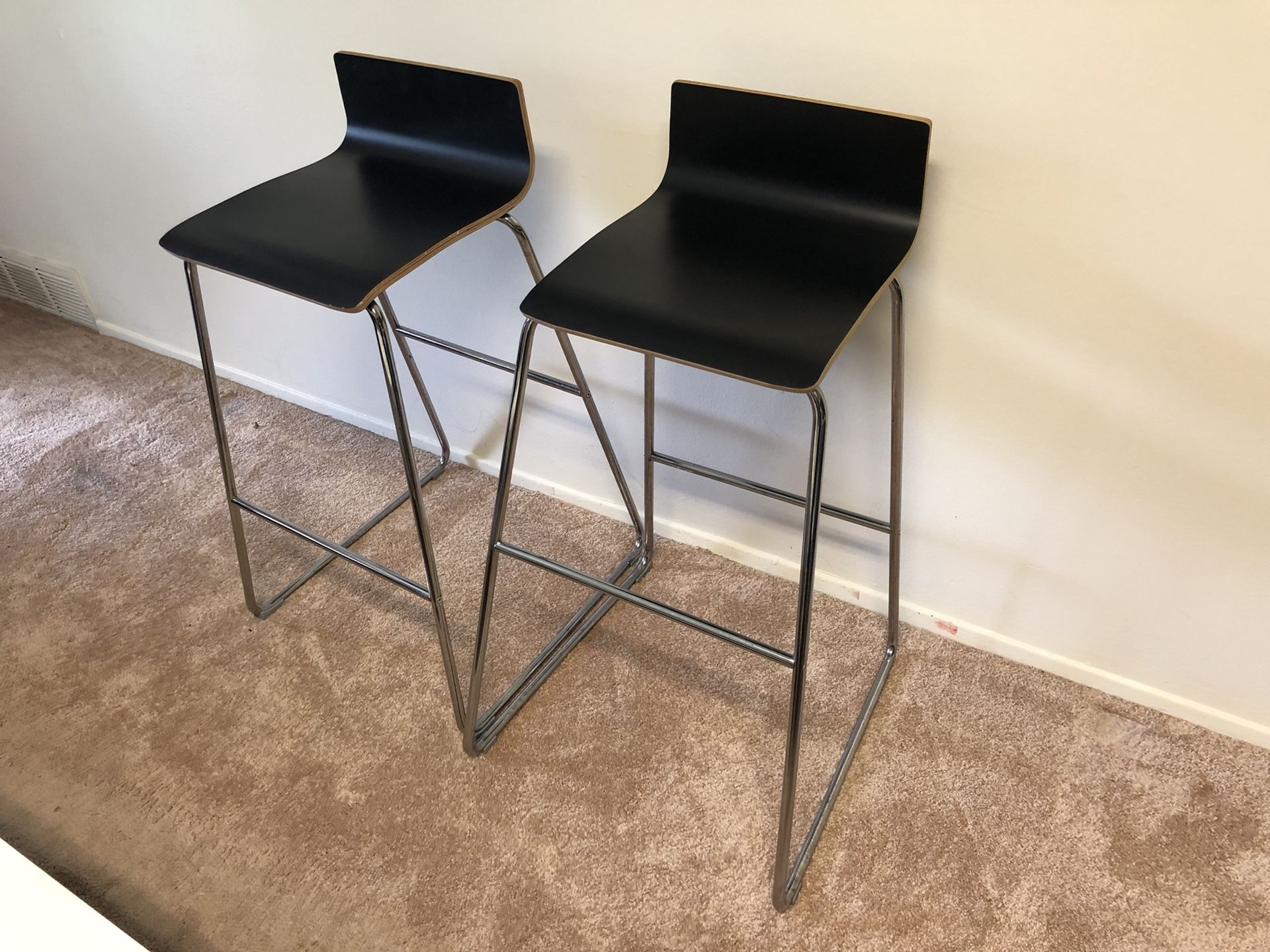 Pair of IKEA SEBASTIAN Bar stools (black)