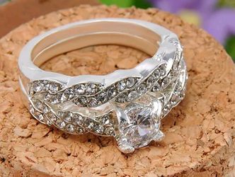 925SS stamped Engagement wedding ring size 8