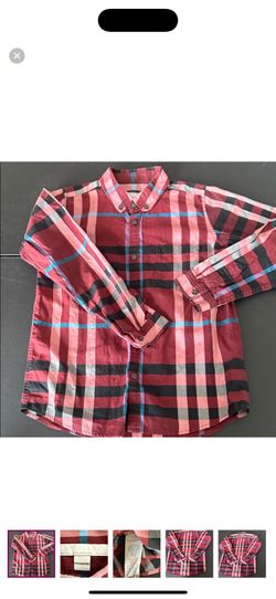 Burberry Kids Maroon and Black Checkered Shirt