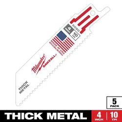 Milwaukee (48-00-5090) 4 in. x 10 tpi Thin Kerf metal-cutting Blades (5-Pack)